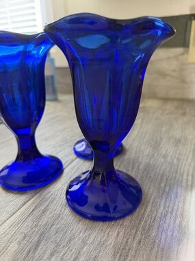 Vintage Anchor Hocking Cobalt Blue Tulip Parfait Glasses